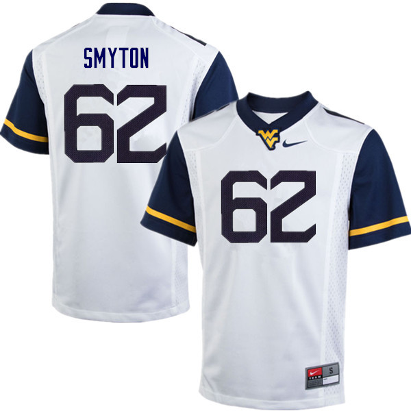 Men #62 Garrett Smyton West Virginia Mountaineers College Football Jerseys Sale-White - Click Image to Close